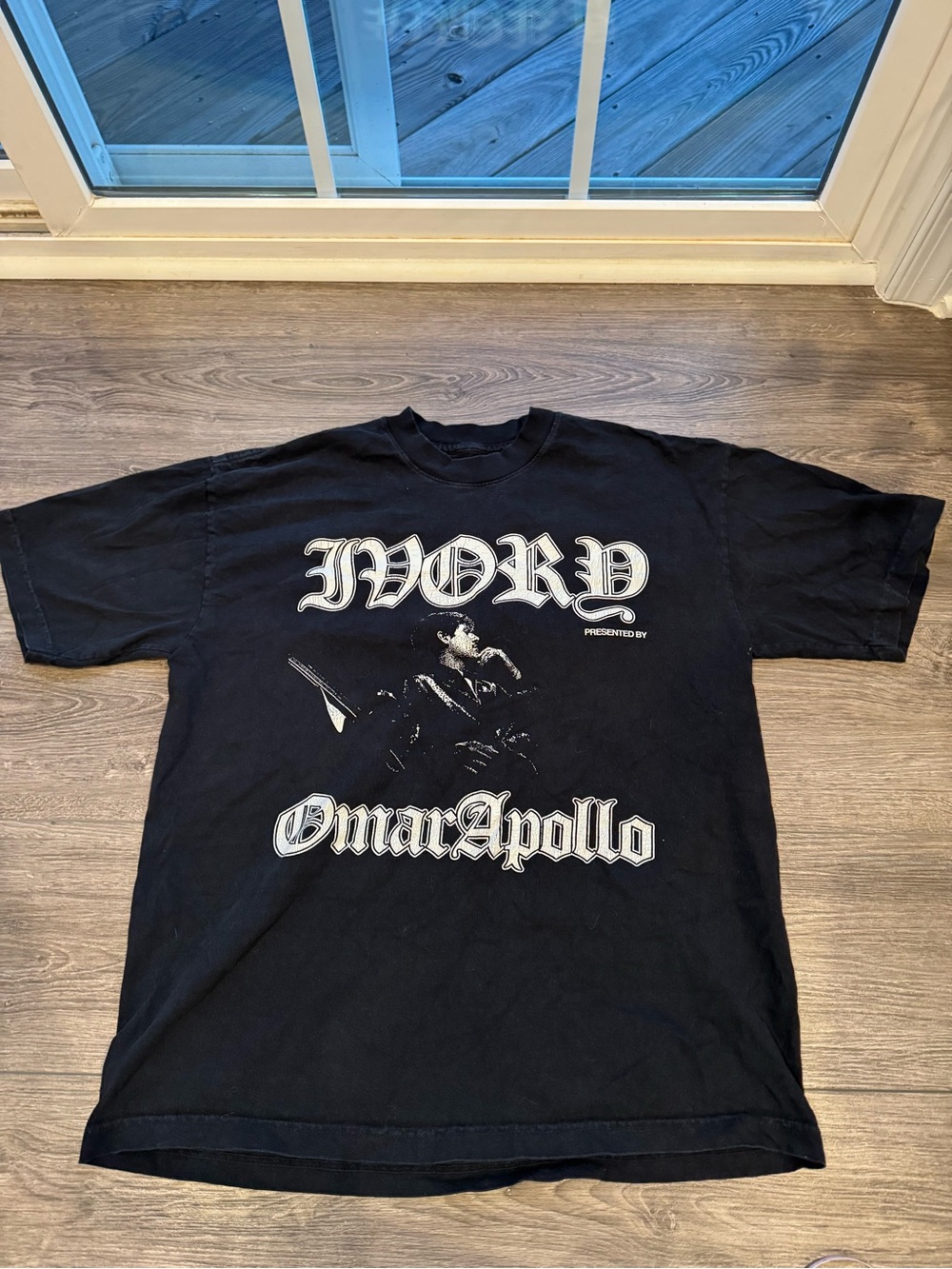 Omar Apollo Ivory Graphic Band Tee Shirt Black Gothic Unisex Large